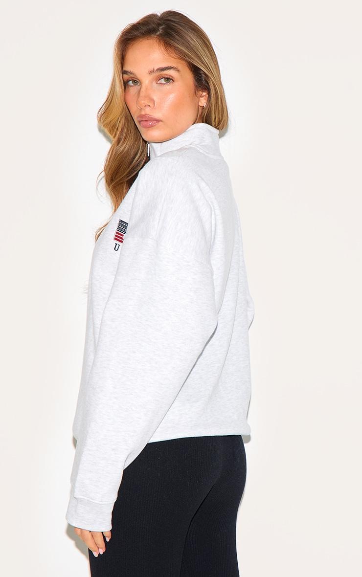  Ash Grey Oversized Quarter Zip Usa Sweatshirt Product Image