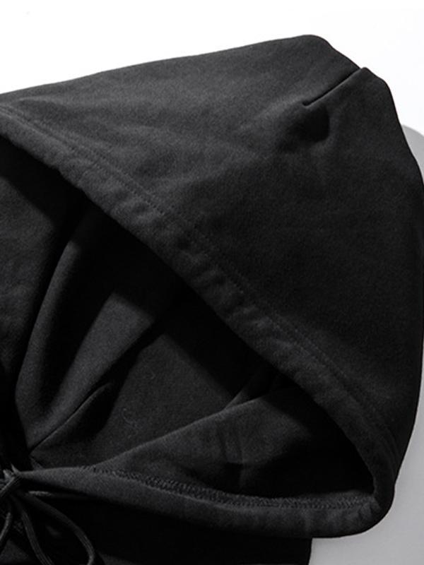 Men's Contrast Color Print Kangaroo Pocket Oversized Hoodie Product Image