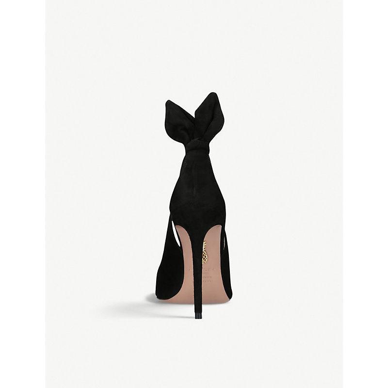 AQUAZZURA Bow Tie 85 Suede Pumps In Black Product Image