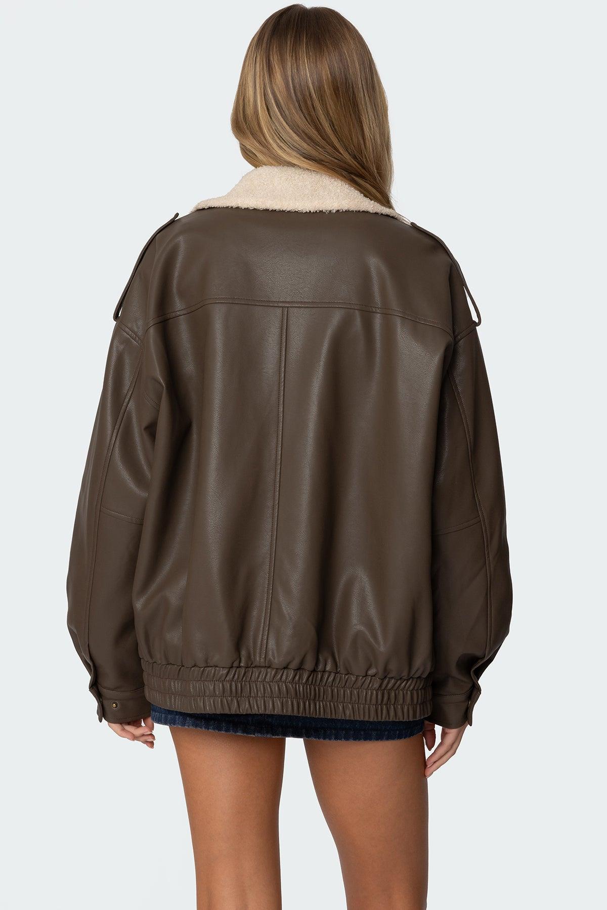 Ann Oversized Faux Leather Jacket Product Image