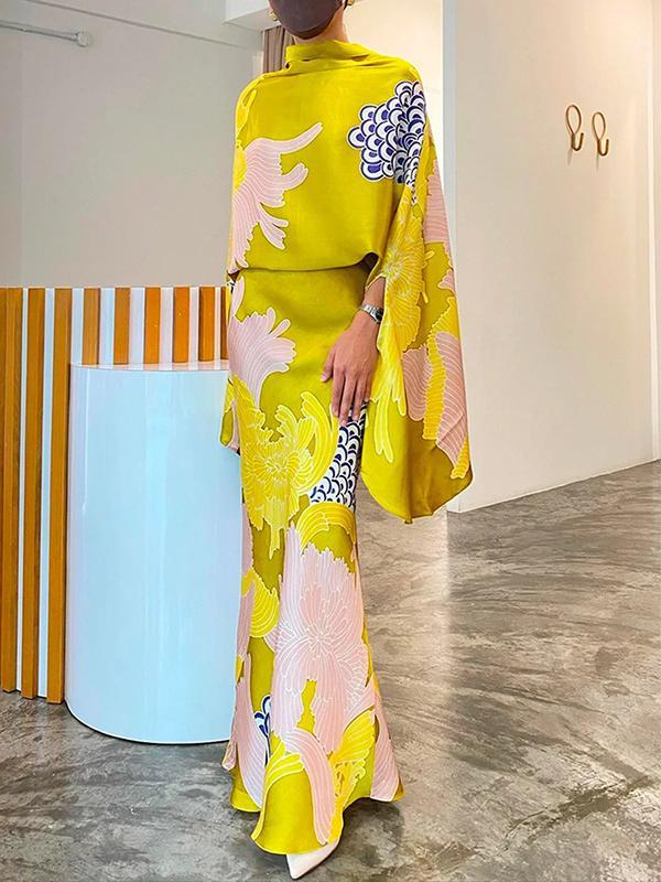 High Waisted Loose Flower Print Skirts Bottoms Product Image