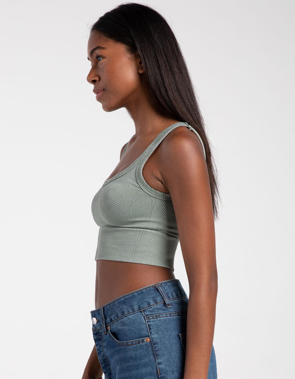 FULL TILT Seamless Washed Chevron Womens Tank Top - OLIVE Product Image