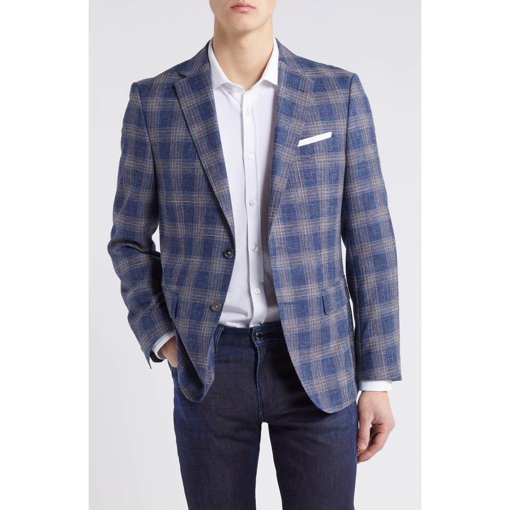 HUGO BOSS Hutson Plaid Slim Fit Sport Coat In Open Blue Product Image