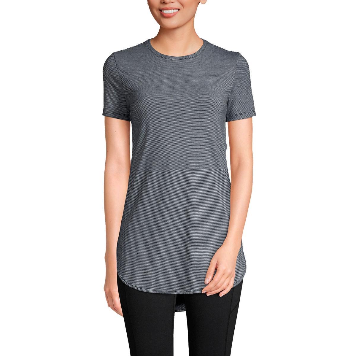 Women's Lands' End Moisture-Wicking UPF 50 Tunic, Size: XS, Black Pinstripe Product Image