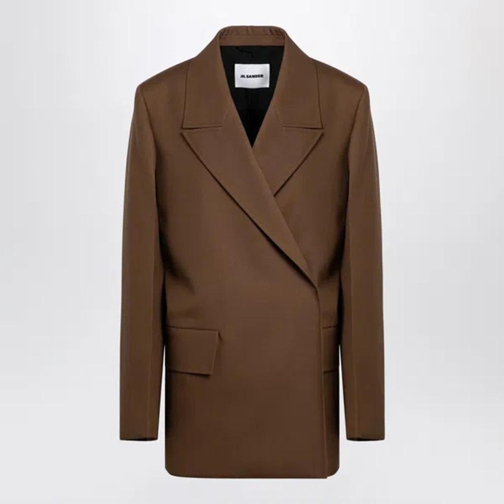 JIL SANDER Brown Wool Double-breasted Jacket Product Image