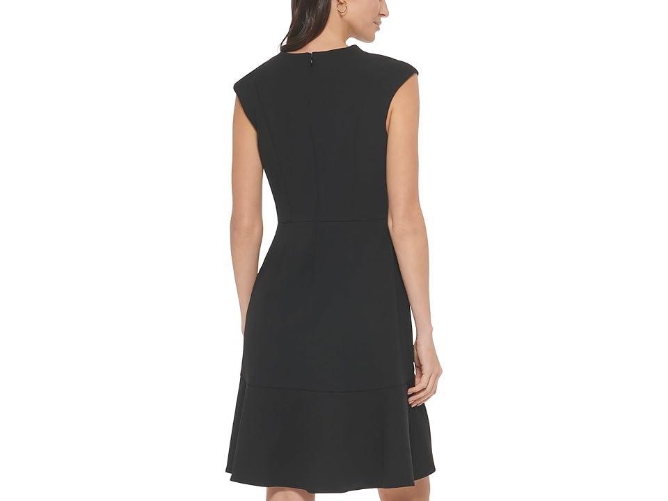 Calvin Klein Scuba Crepe Dress with Flutter Hem and Button Details Women's Dress Product Image