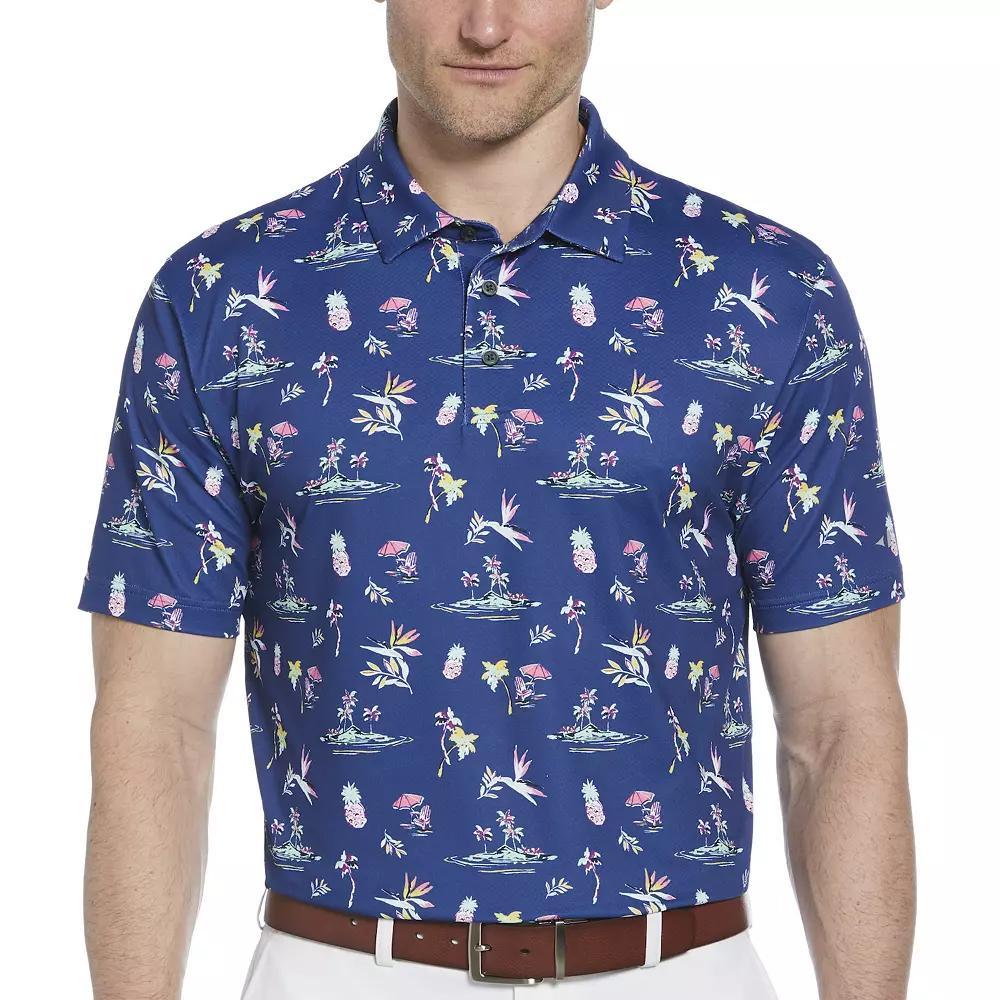 Men's Grand Slam Short Sleeve Watercolor Palms Polo, Size: XL, Limoges Product Image