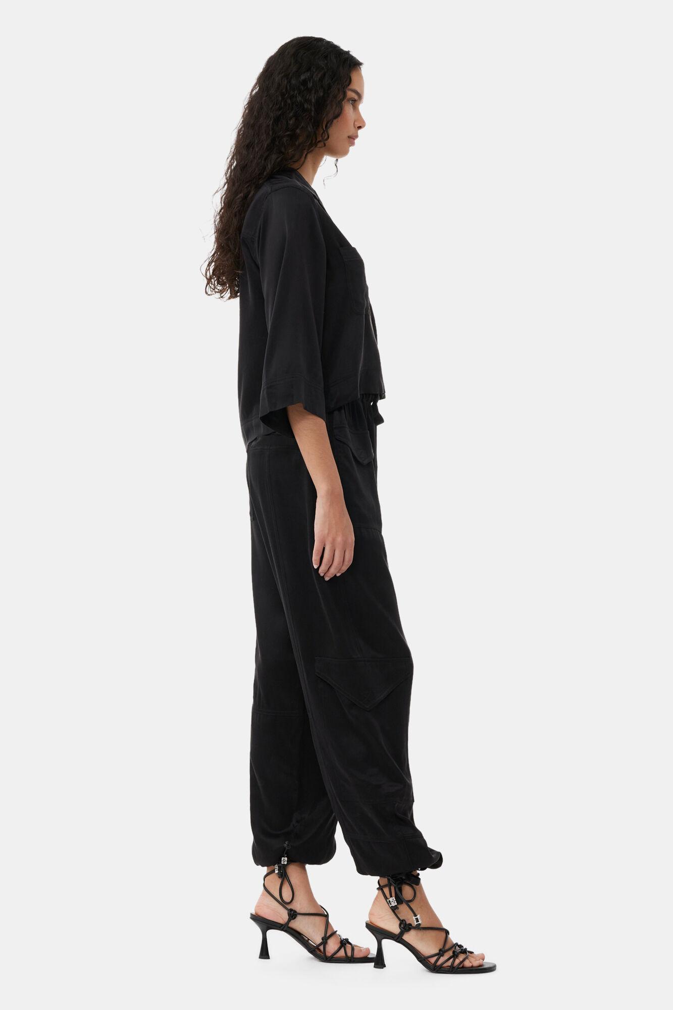 Washed Satin Crop Shirt Product Image
