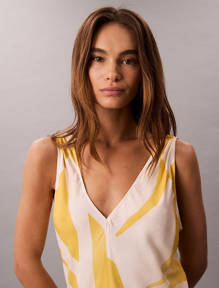 Printed V-Neck Midi Dress  Product Image