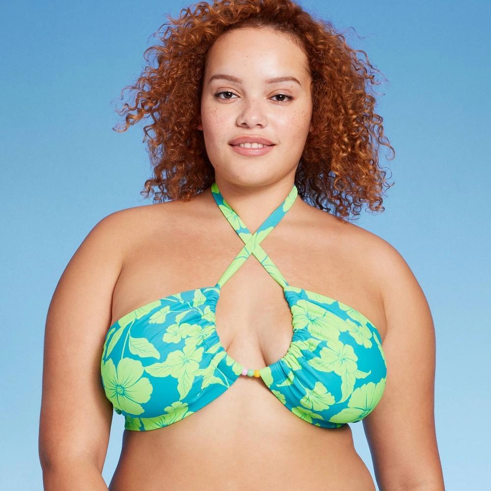 Womens Bead Detail U-Neck Multi-Way Bralette Bikini Top - Wild Fable Multi Tropical Print Product Image