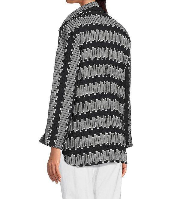 Ali Miles Jacquard Wire Collar 3/4 Cuff Sleeve Button Front Tunic Product Image