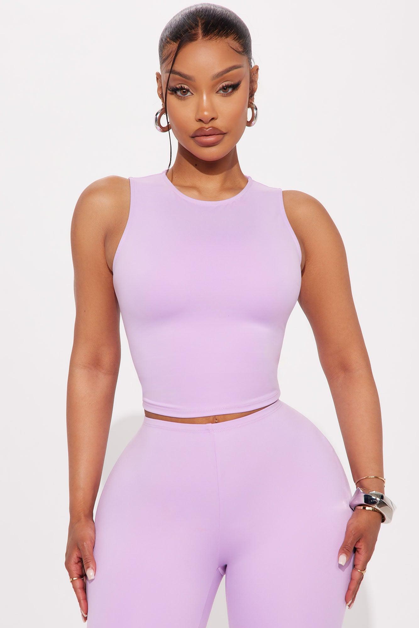 All Day Sleek Matte Tricot Capri Set - Lavender Product Image