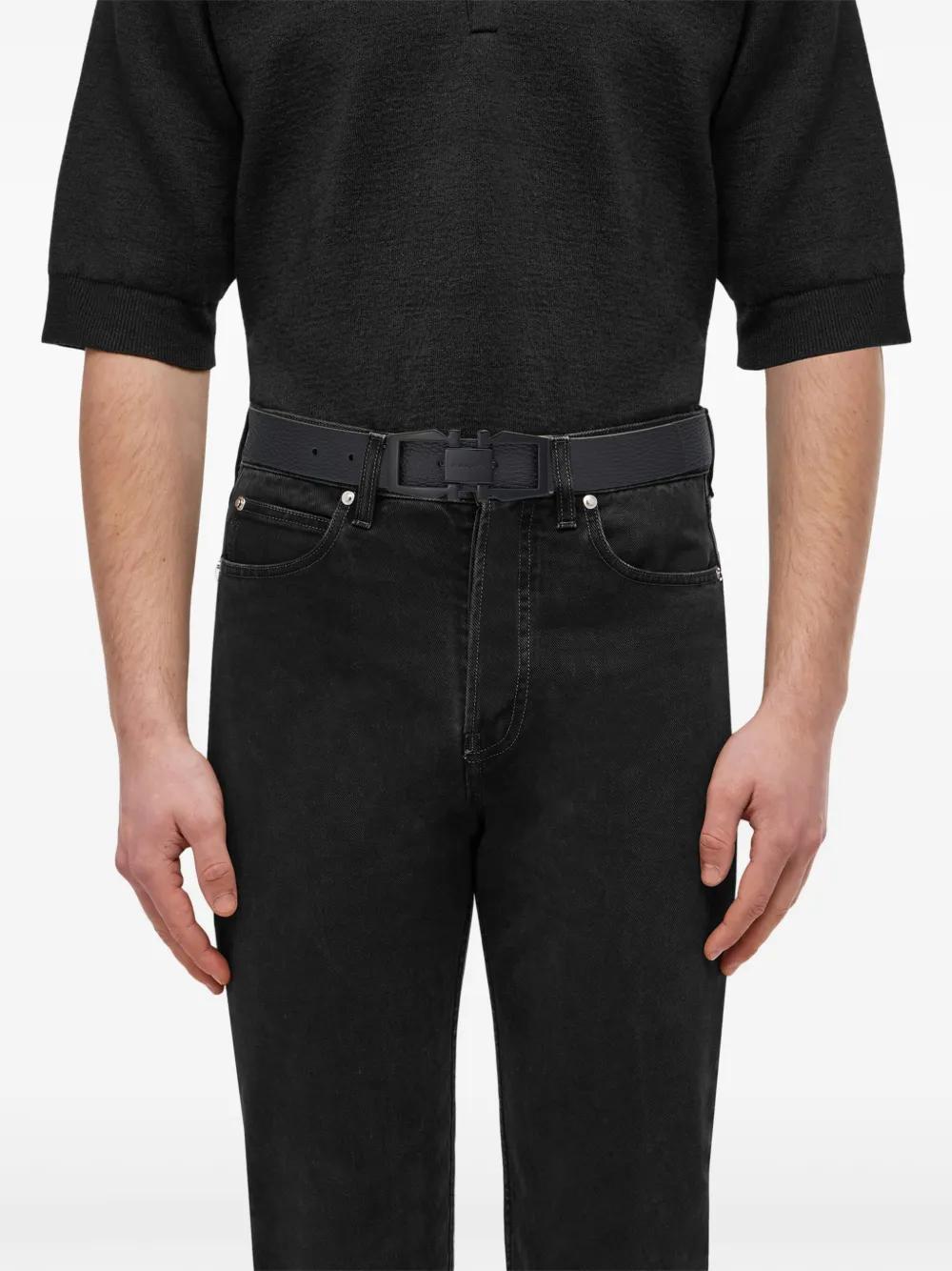FERRAGAMO Reversible Gancini Leather Belt In Black Product Image