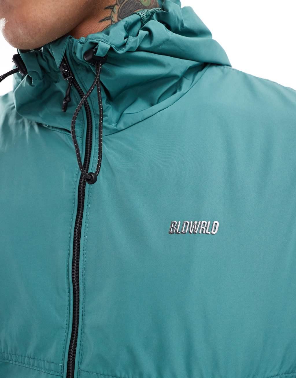 Bershka nylon windbreaker in turquoise Product Image
