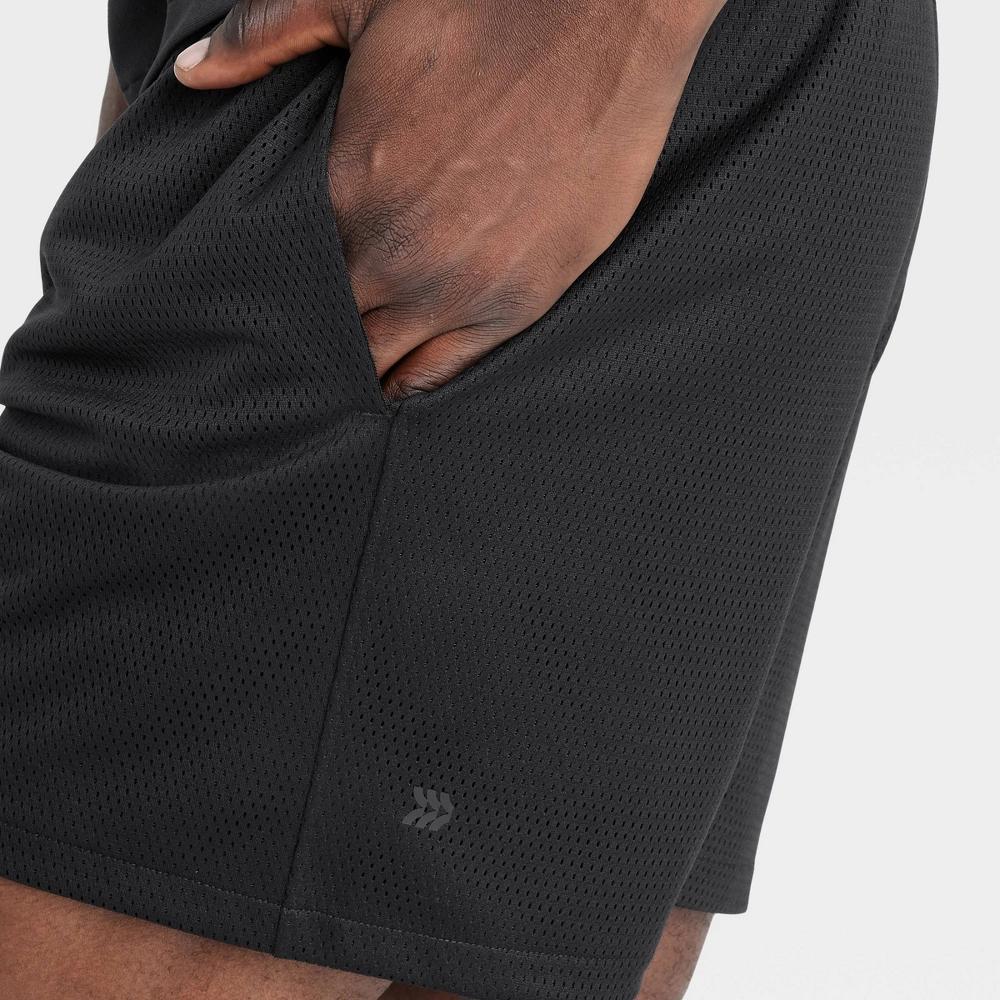 Mens 6 Mesh Shorts - All In Motion Black M: Moisture Wicking, Quick Dry, Side Pocket, Drawstring Waist, Regular Fit Product Image
