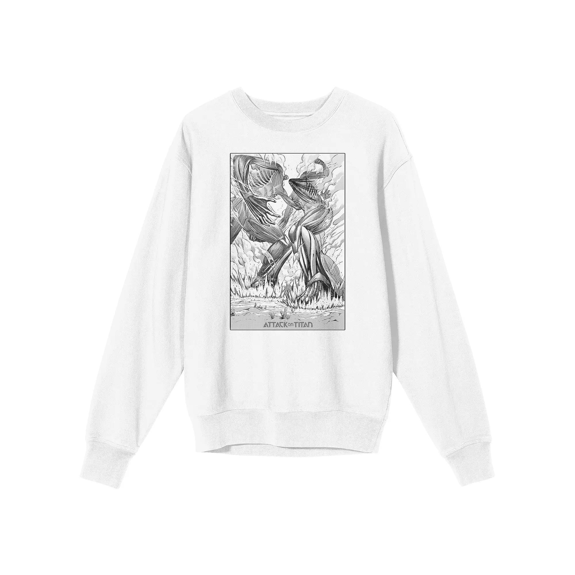 Men's Attack On Titan Two Titans Sweatshirt, Size: Small, White Product Image