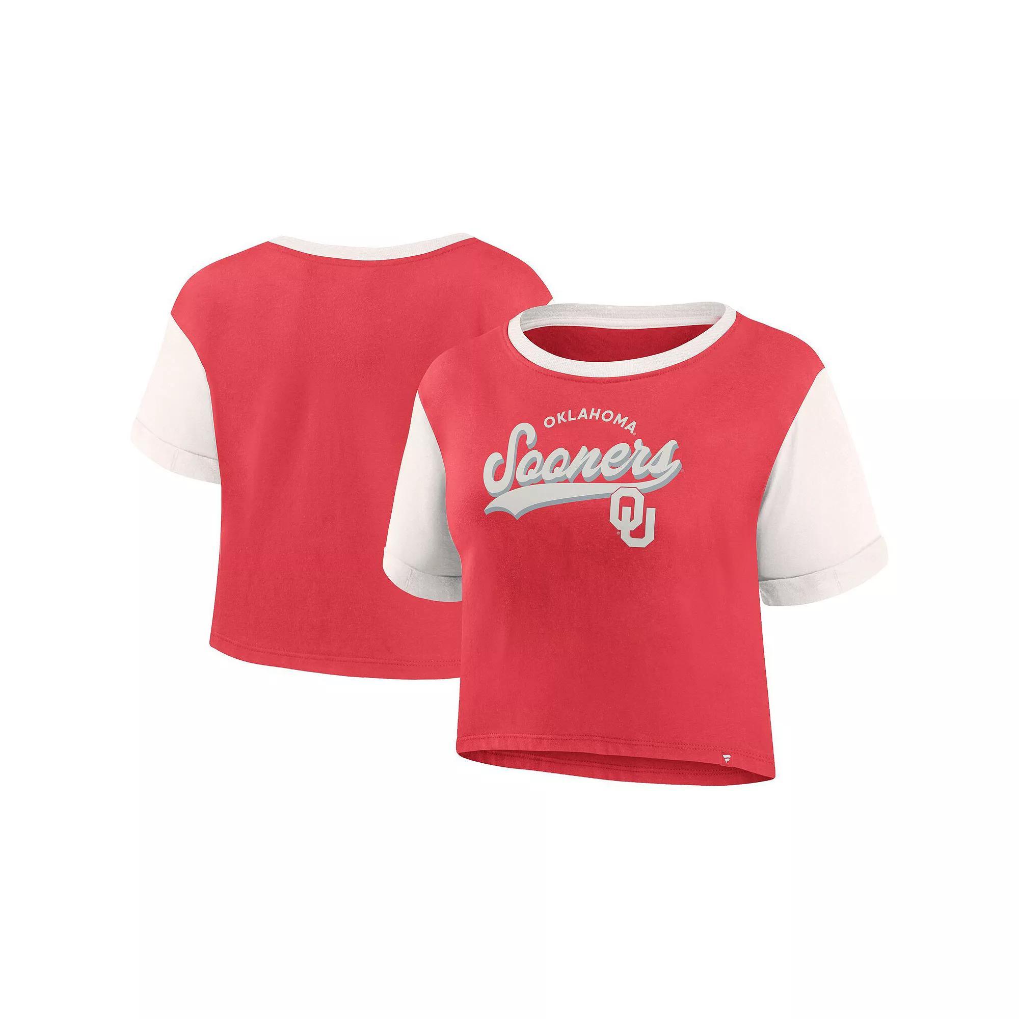 Women's Fanatics Crimson Oklahoma Sooners Color-Block Script Tail T-Shirt, Size: Small, Red Product Image