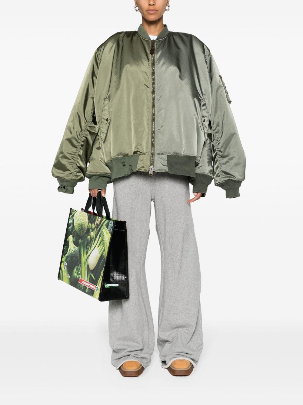 double-sleeve satin bomber jacket Product Image