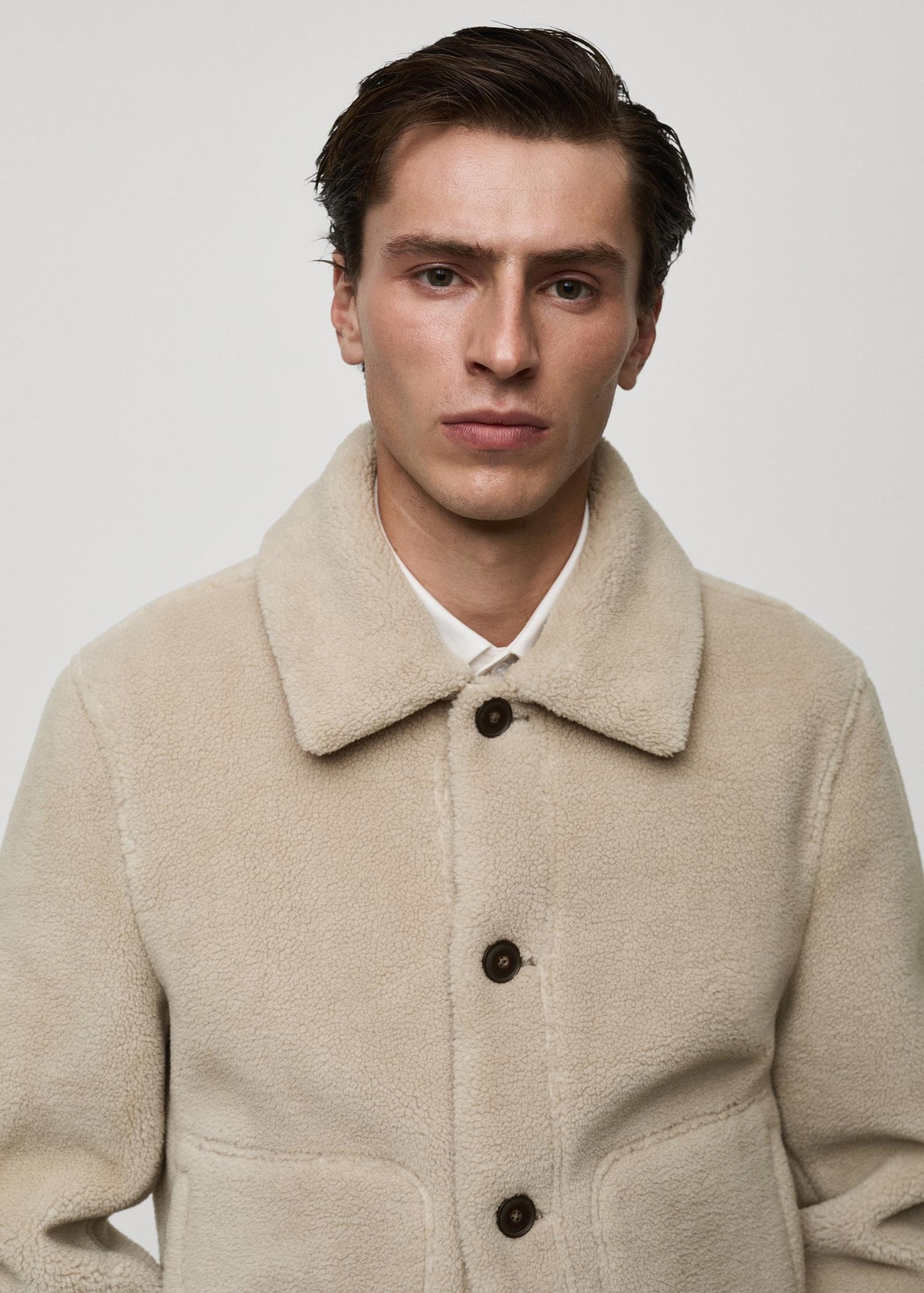 Regular fit sheepskin jacket with buttons - Men | MANGO USA Product Image