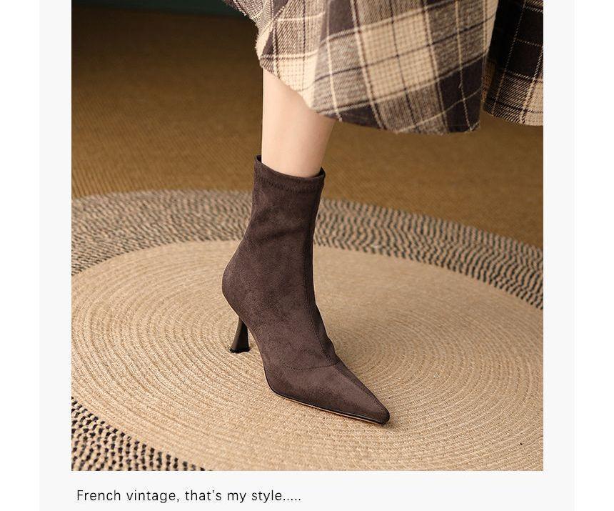 High Heel Pointy Short Boots Product Image