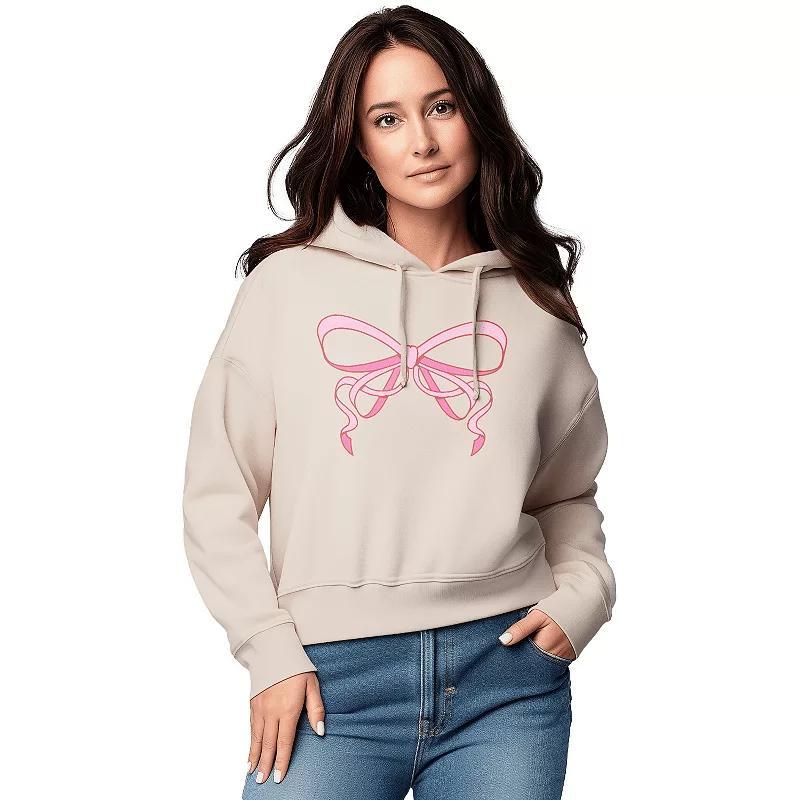 Womens Simple Coquette Bow Graphic Cropped Hoodie Product Image