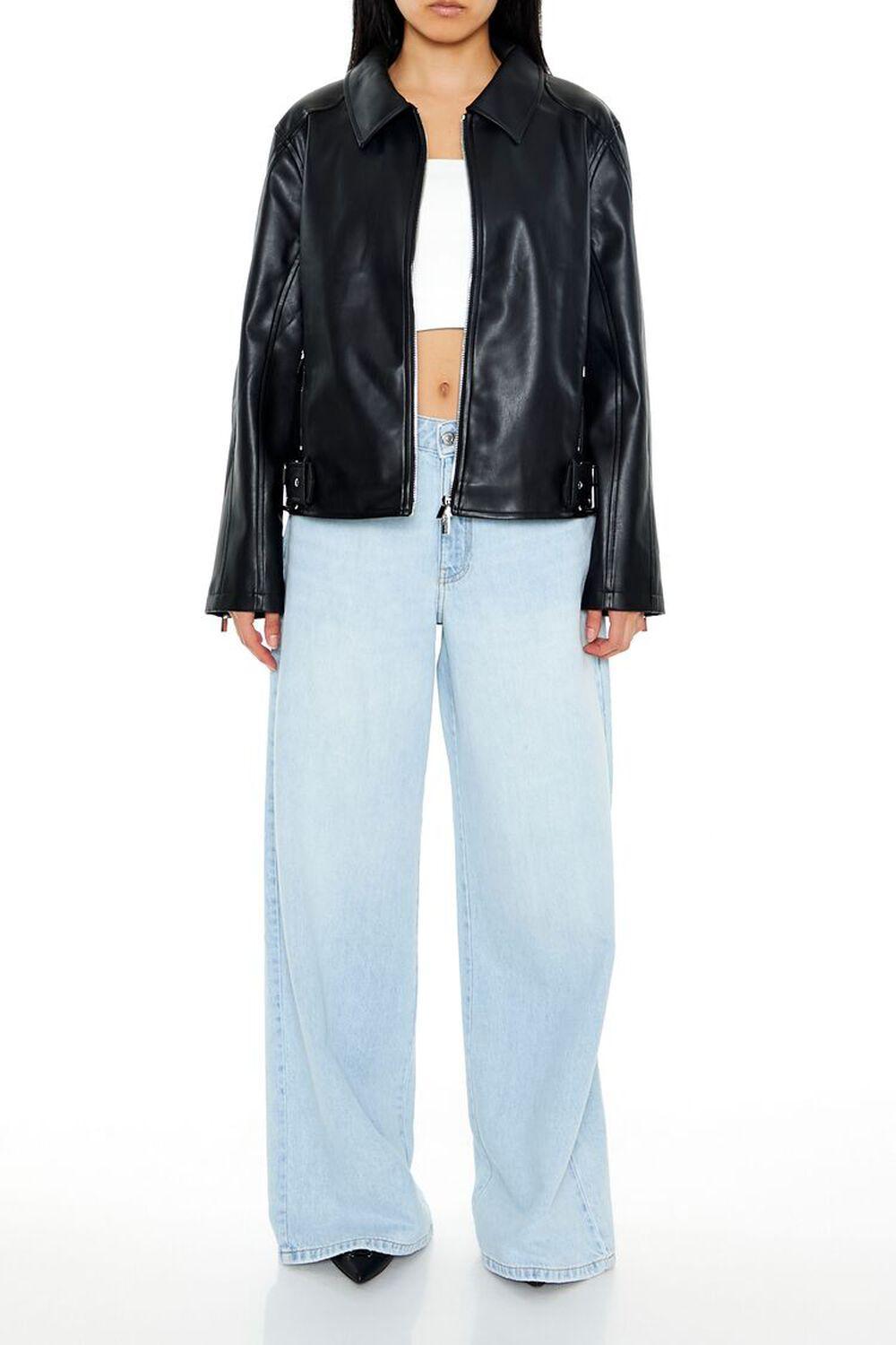 Belted Zip-Up Moto Jacket | Forever 21 Product Image