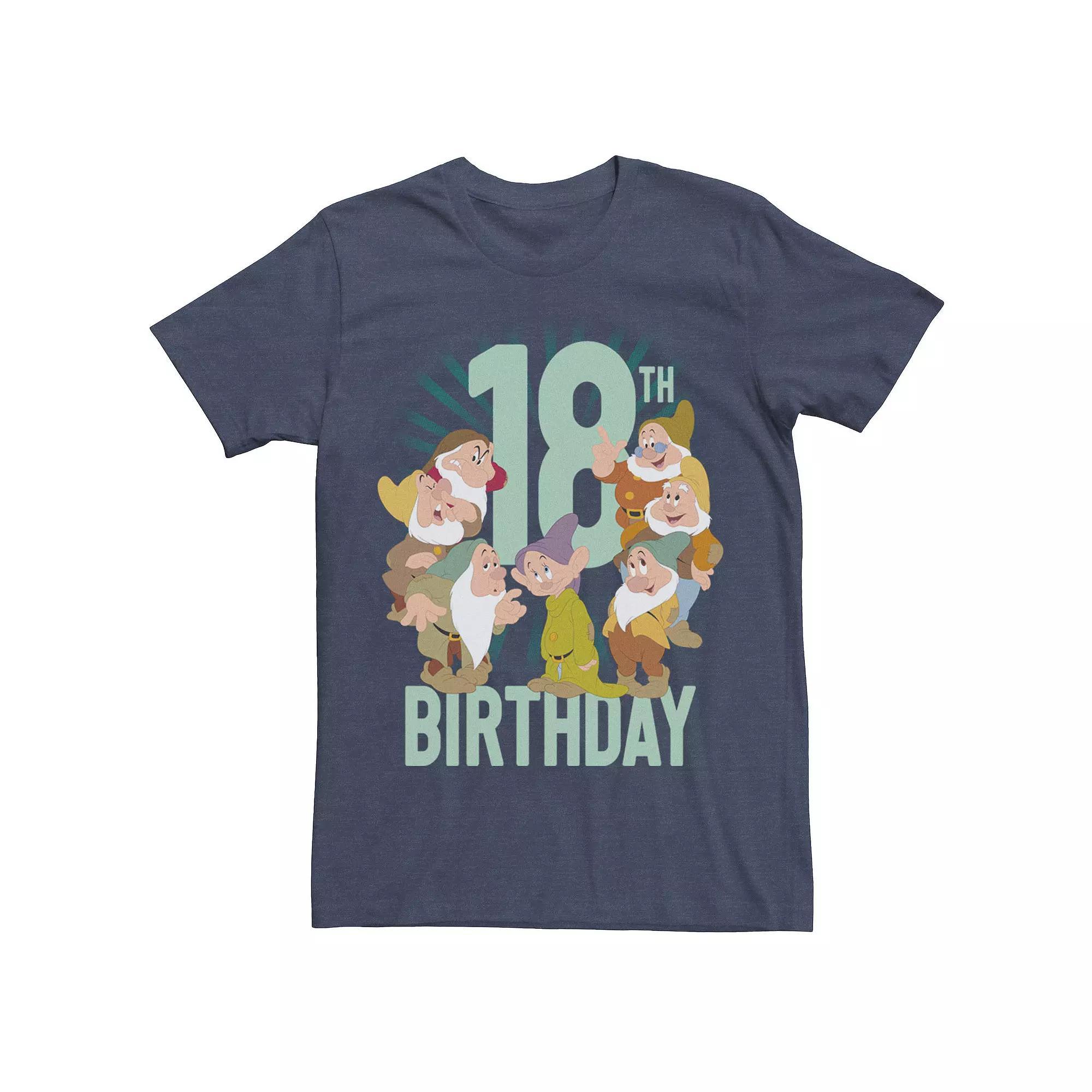 Disney's Snow White Dwarfs Group Shot Men's 18th Birthday Tee, Size: Medium, Navy Grey Product Image
