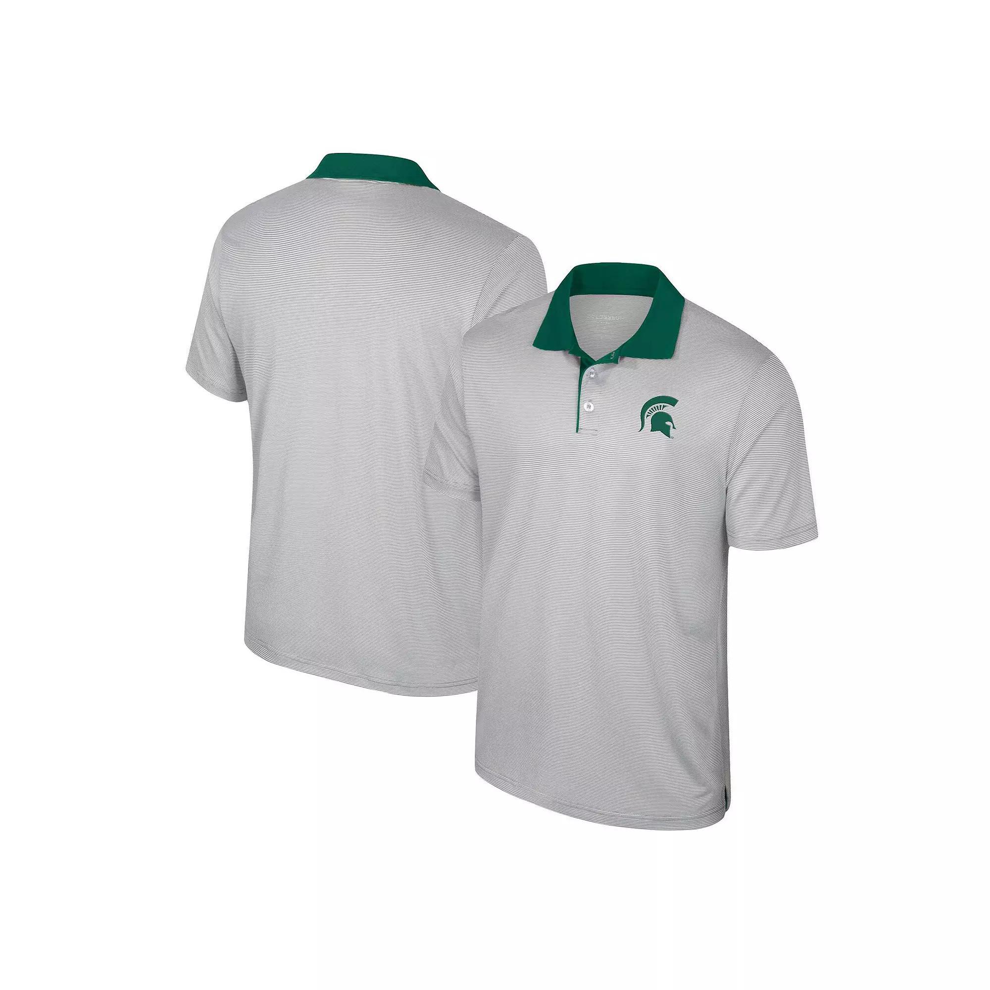 Mens Colosseum Gray Michigan State Spartans Tuck Striped Polo Product Image