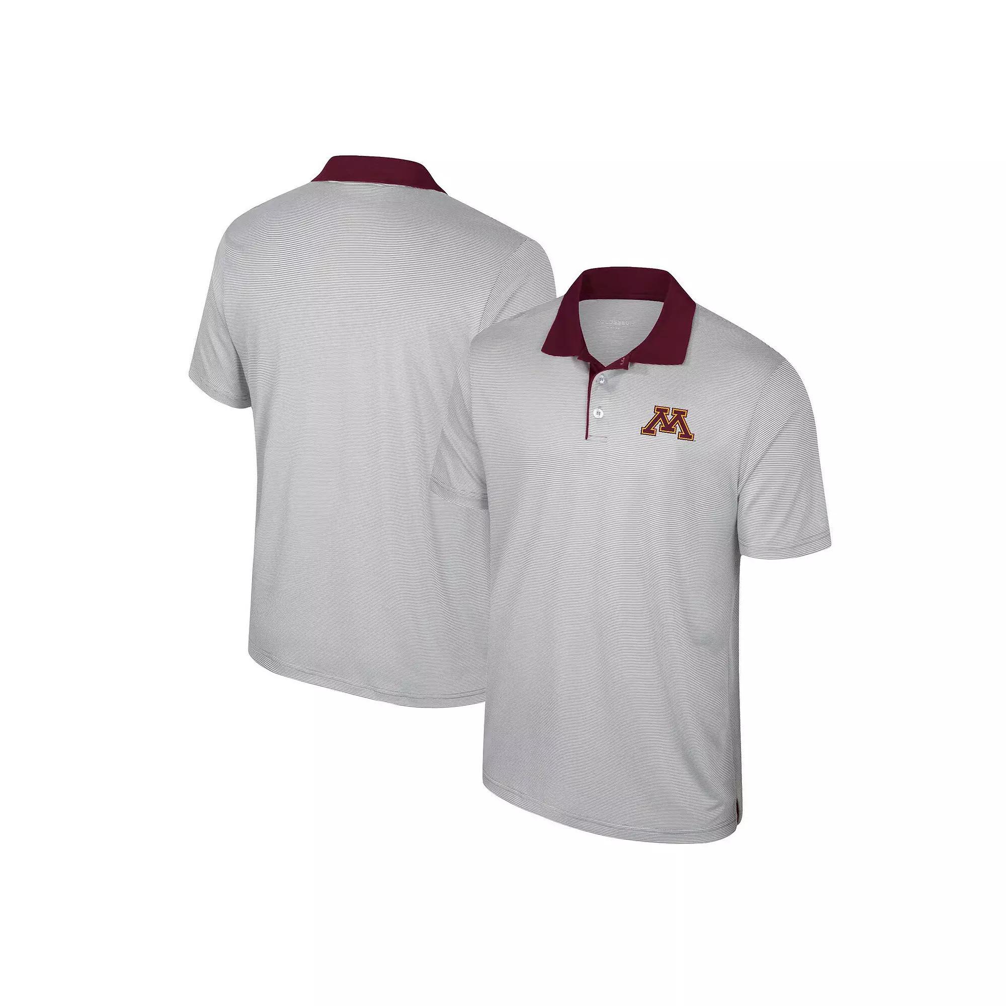 Men's Colosseum Gray Minnesota Golden Gophers Tuck Striped Polo, Size: Large, Grey Product Image