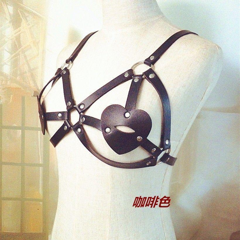 Heart Faux Leather Body Harness Lingerie Costume Product Image