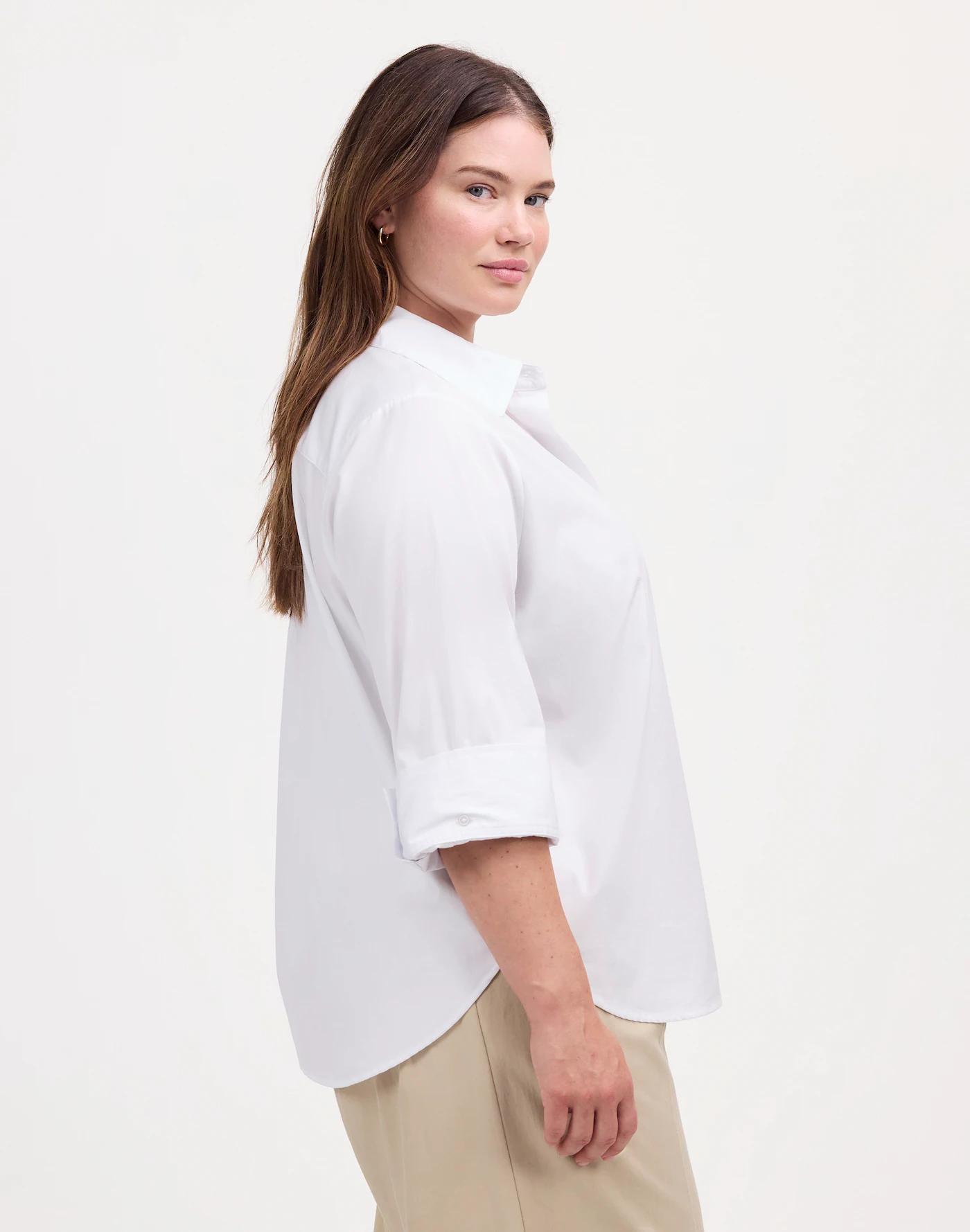 Plus Easy Y-Neck Button-Up Shirt Product Image