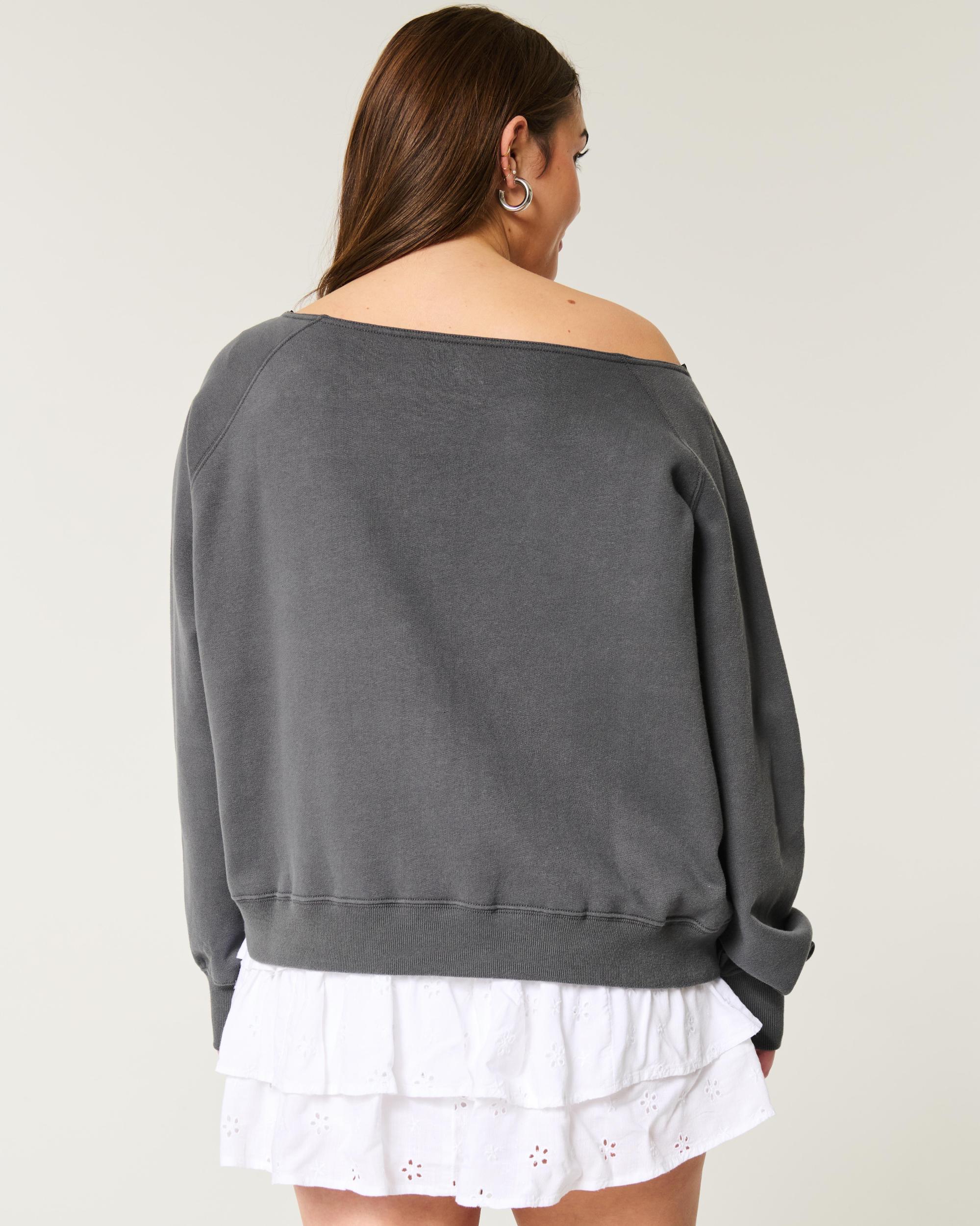 Easy Off-the-Shoulder NYC Graphic Sweatshirt Product Image