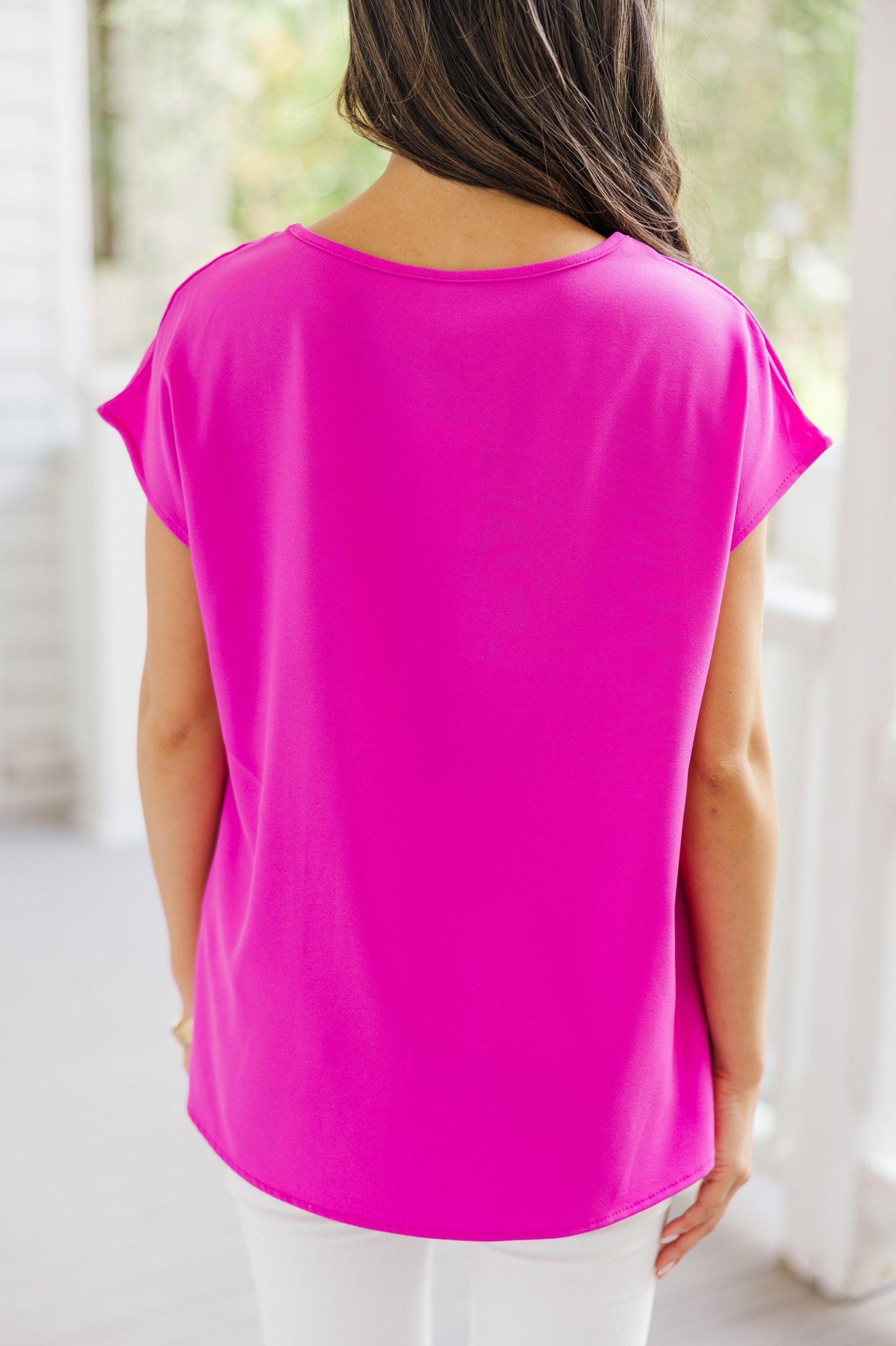 Hello Beautiful Magenta Pink Cap Sleeve Top Female Product Image