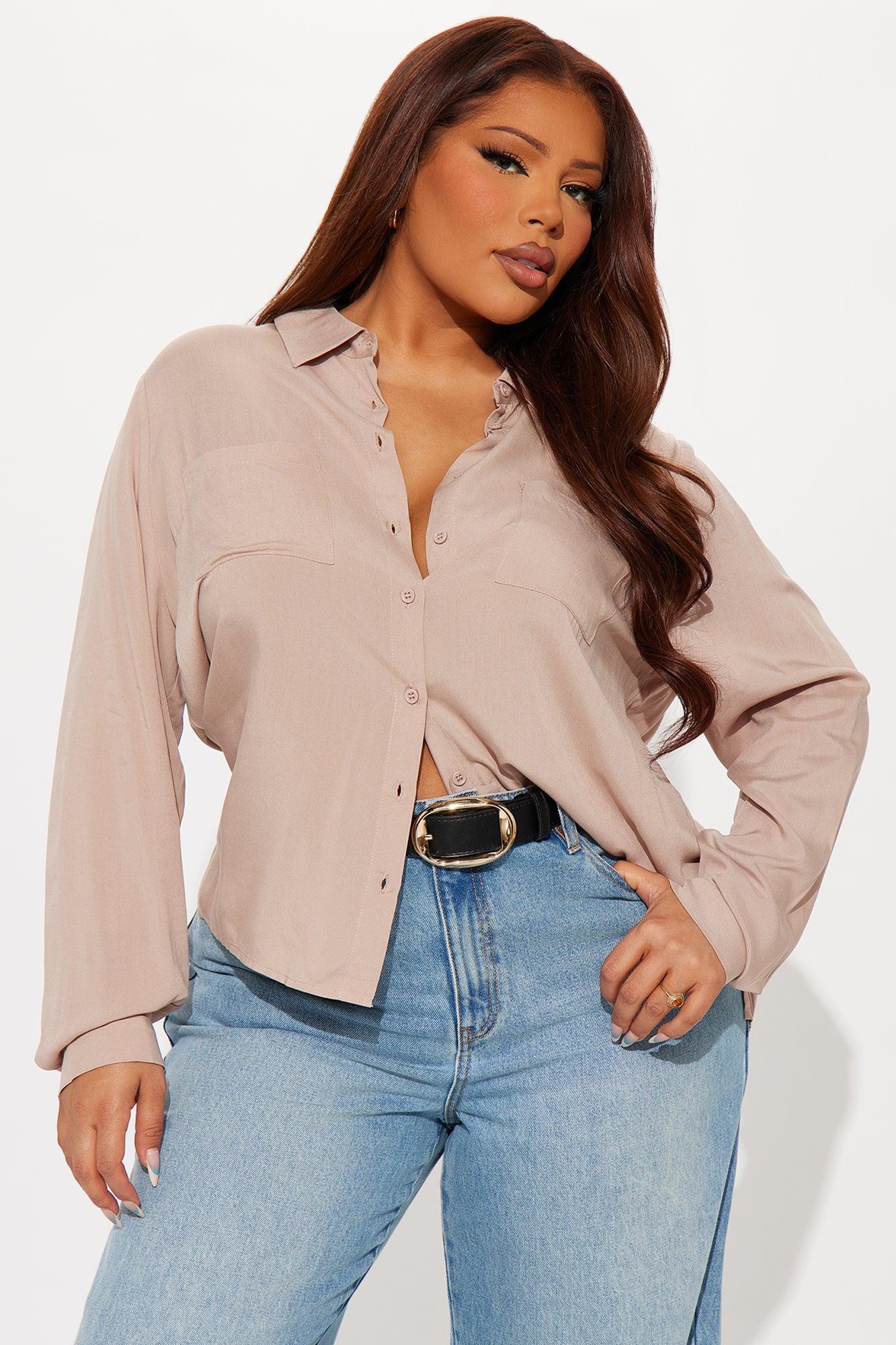 Aurora Woven Top - Taupe Product Image
