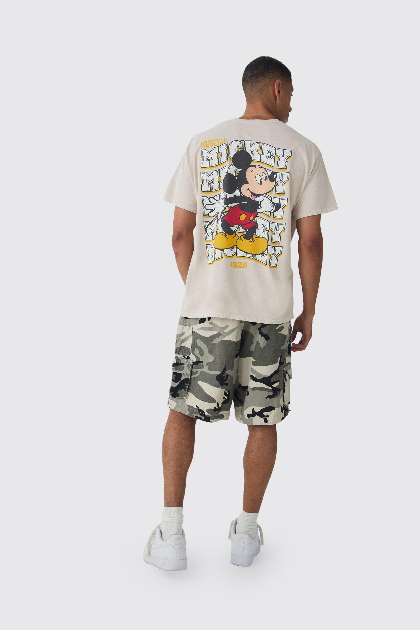 Oversized Mickey Mouse Disney Wash License Back Print T-shirt | boohooMAN USA Product Image
