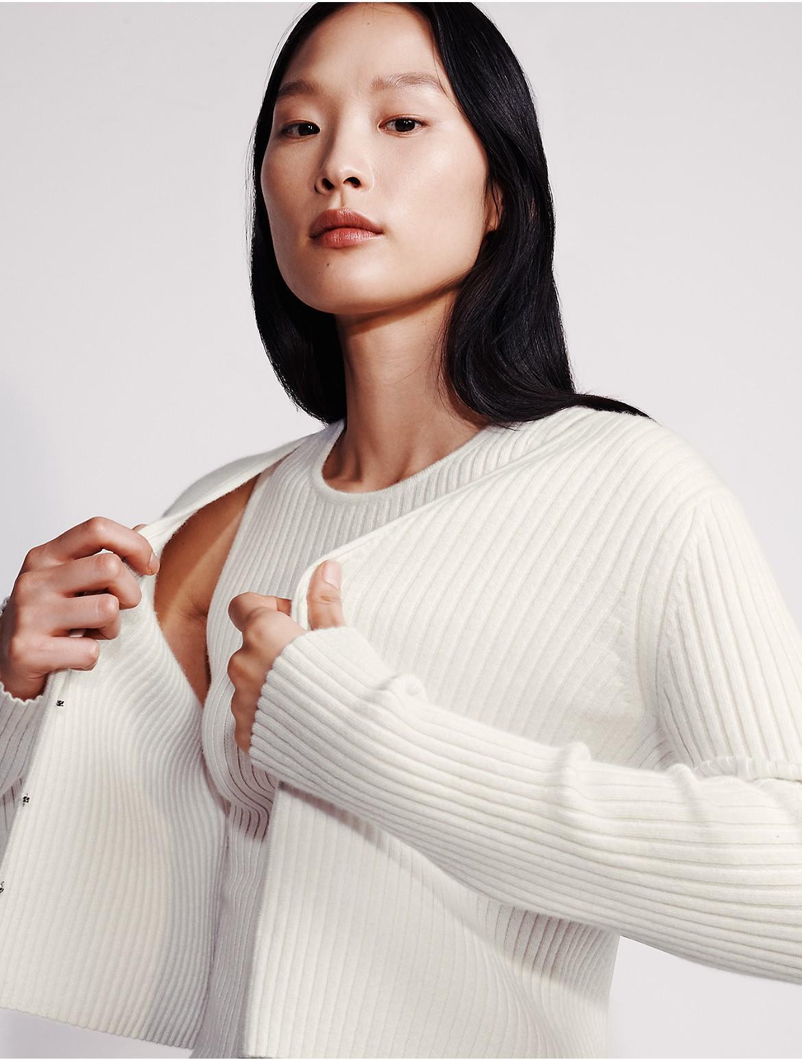 Calvin Klein Women's Cashmere 2-In-1 Cardigan Set - White - M Product Image