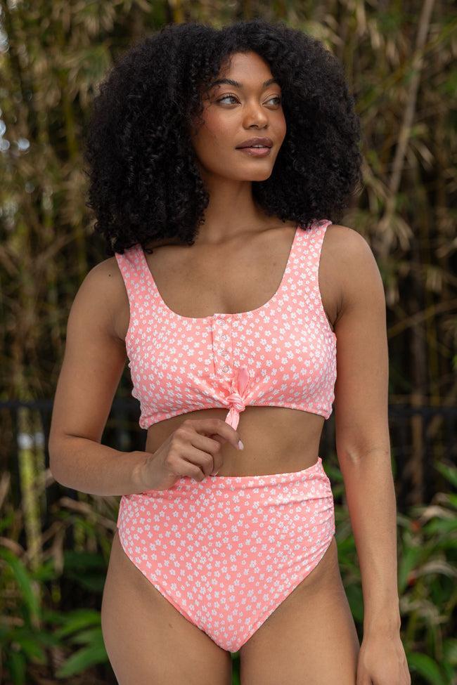 Botanical Bay Coral Floral Bikini Top FINAL SALE Product Image