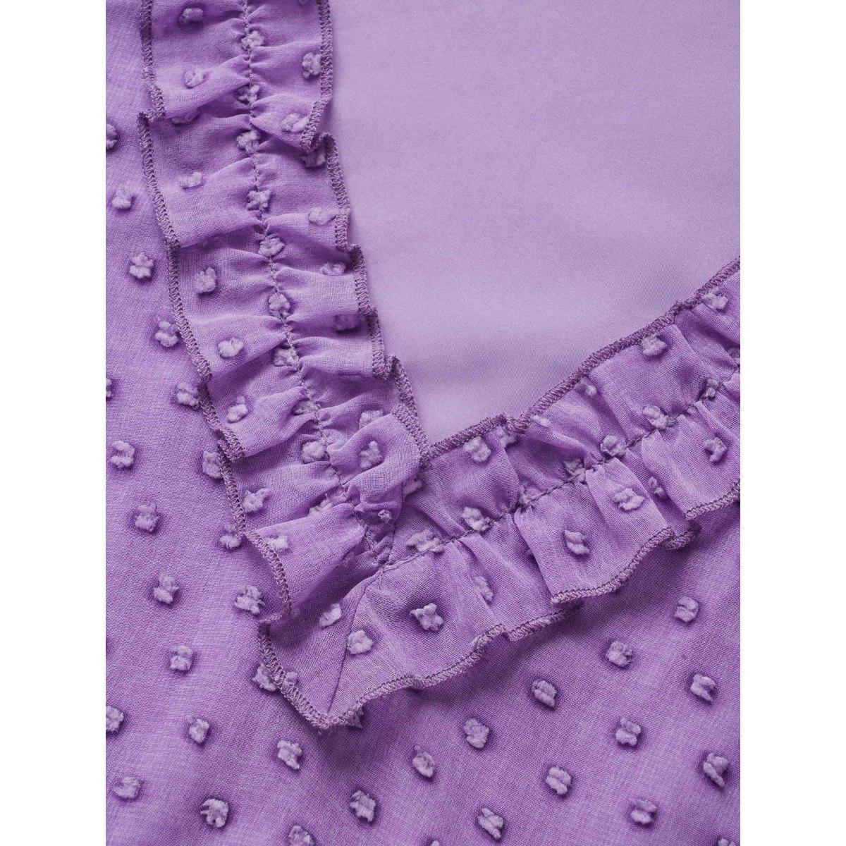 Plus Size V Neck Chiffon Textured Frill Trim Tank Top Women Mauve Elegant Texture V-neck Everyday Tank Tops Camis BloomChic 26/4X Product Image
