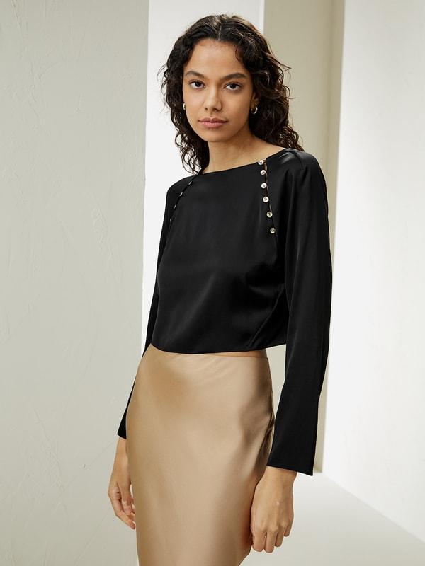 Cropped Pullover Silk Top Product Image