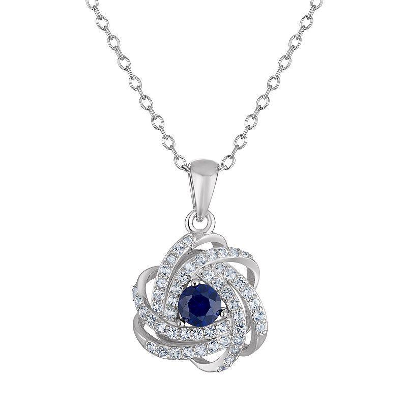 Designs by Gioelli Sterling Silver Gemstone Love Knot Pendant Necklace, Womens, Cr Red Product Image