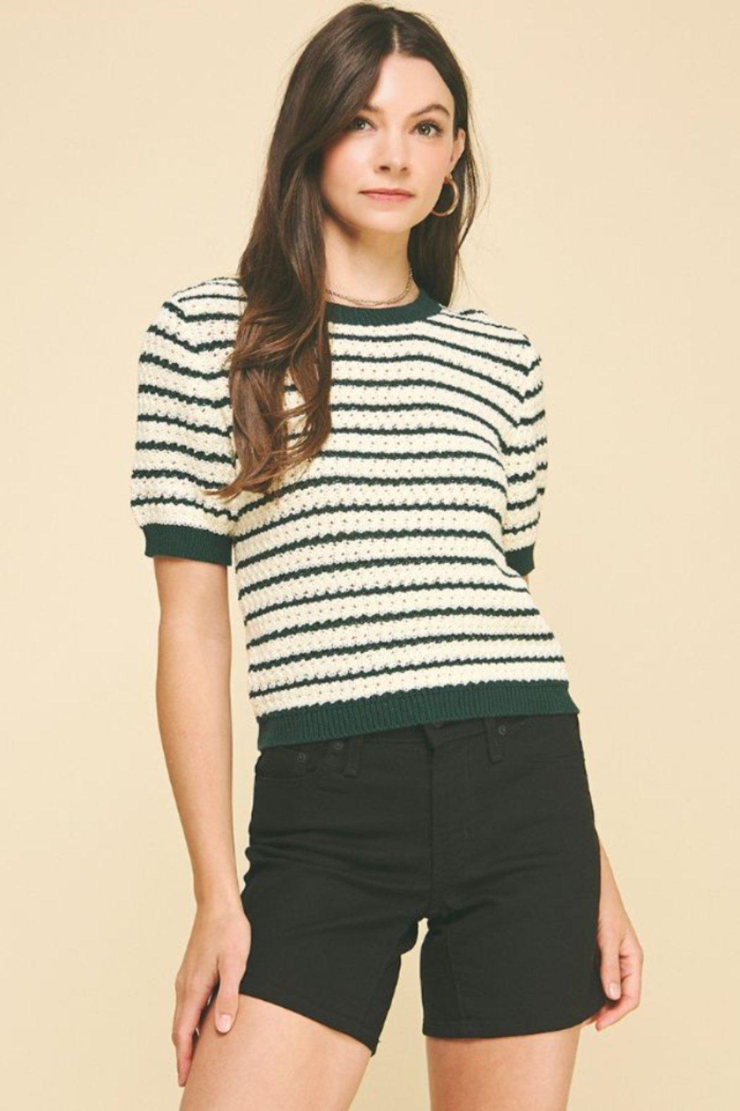 Kelly Stripe Knit Short Sleeve Sweater Product Image