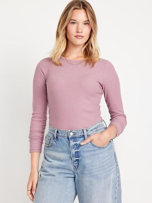 Plush-Knit Long-Sleeve T-Shirt Product Image