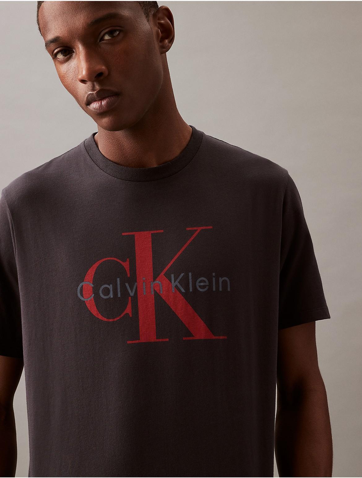 Calvin Klein Men's Monogram Logo Crewneck T-Shirt - Grey - XL Product Image