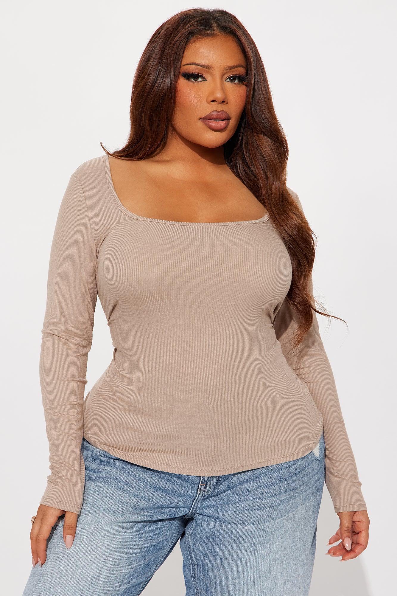 Issa Ribbed Top - Taupe Product Image