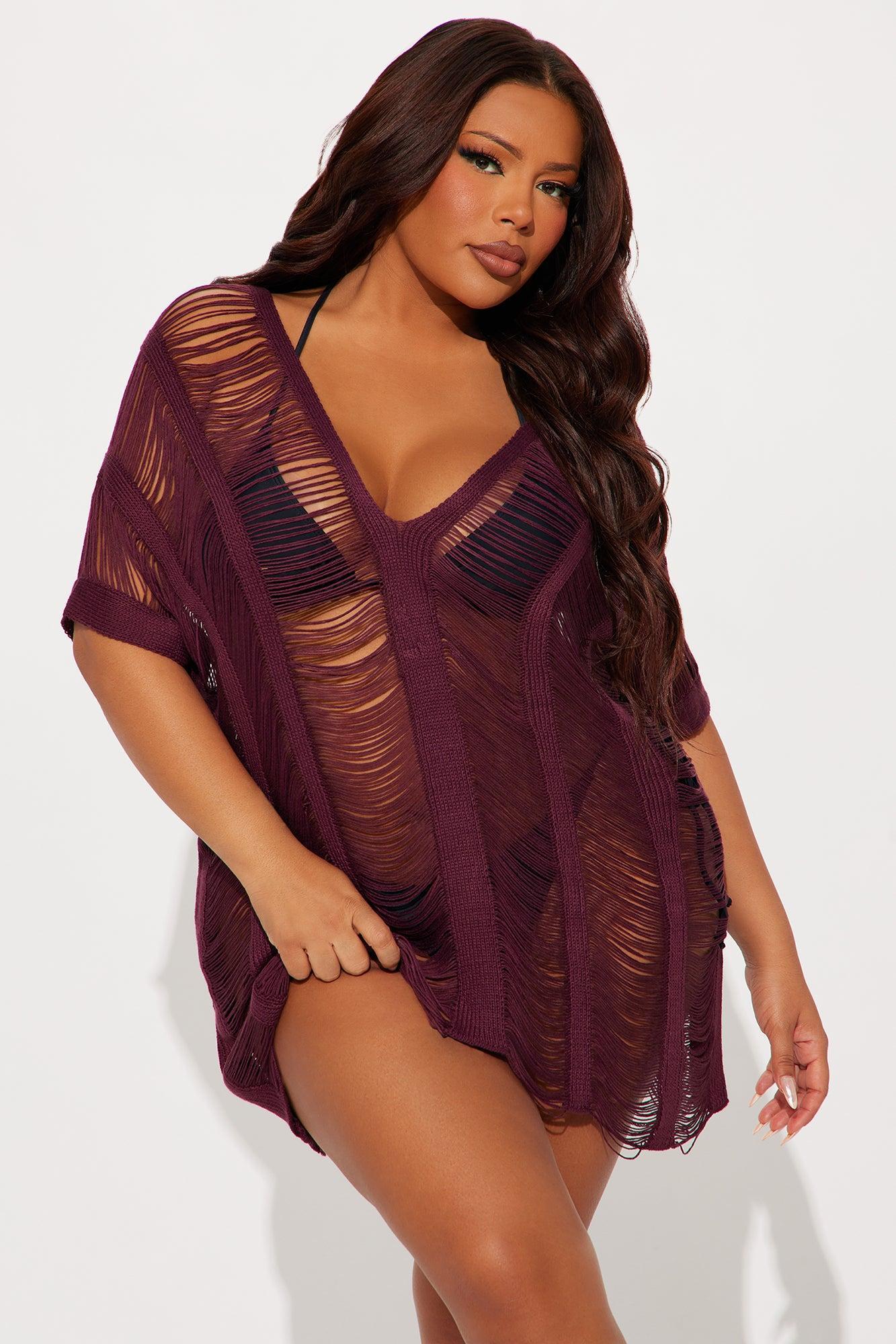 Elizabeth Crochet Cover Up Dress - Purple Product Image