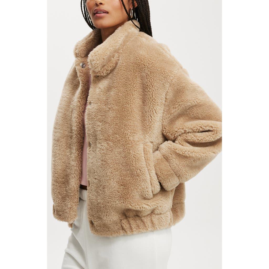 Cotton On Women's Teddy Bomber Jacket in Stone at Nordstrom, Size Small Product Image