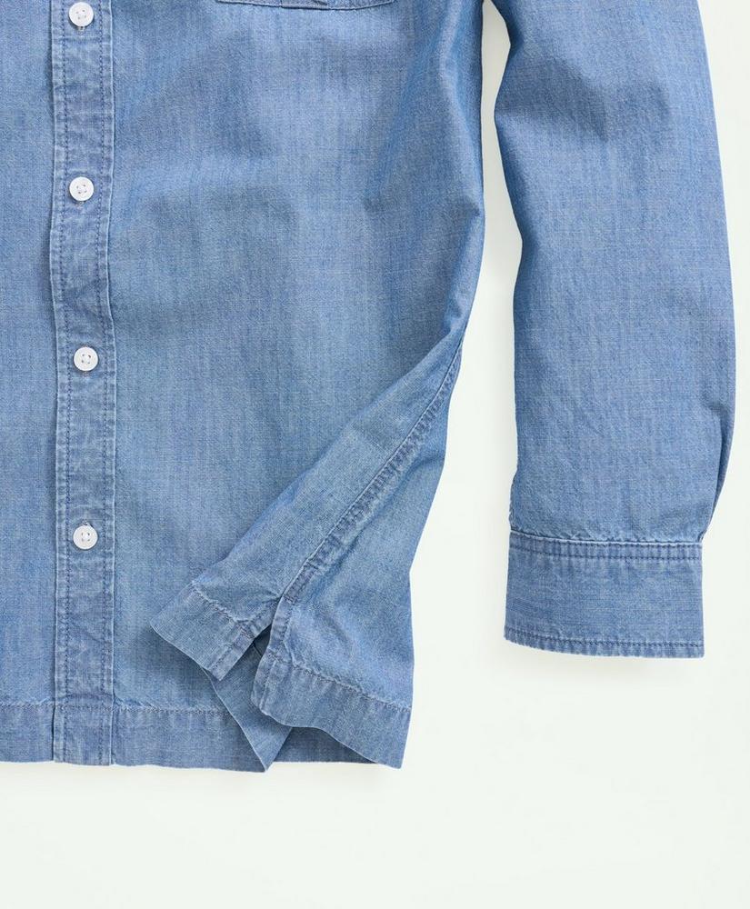 Relaxed Cotton Chambray Military Shirt Product Image