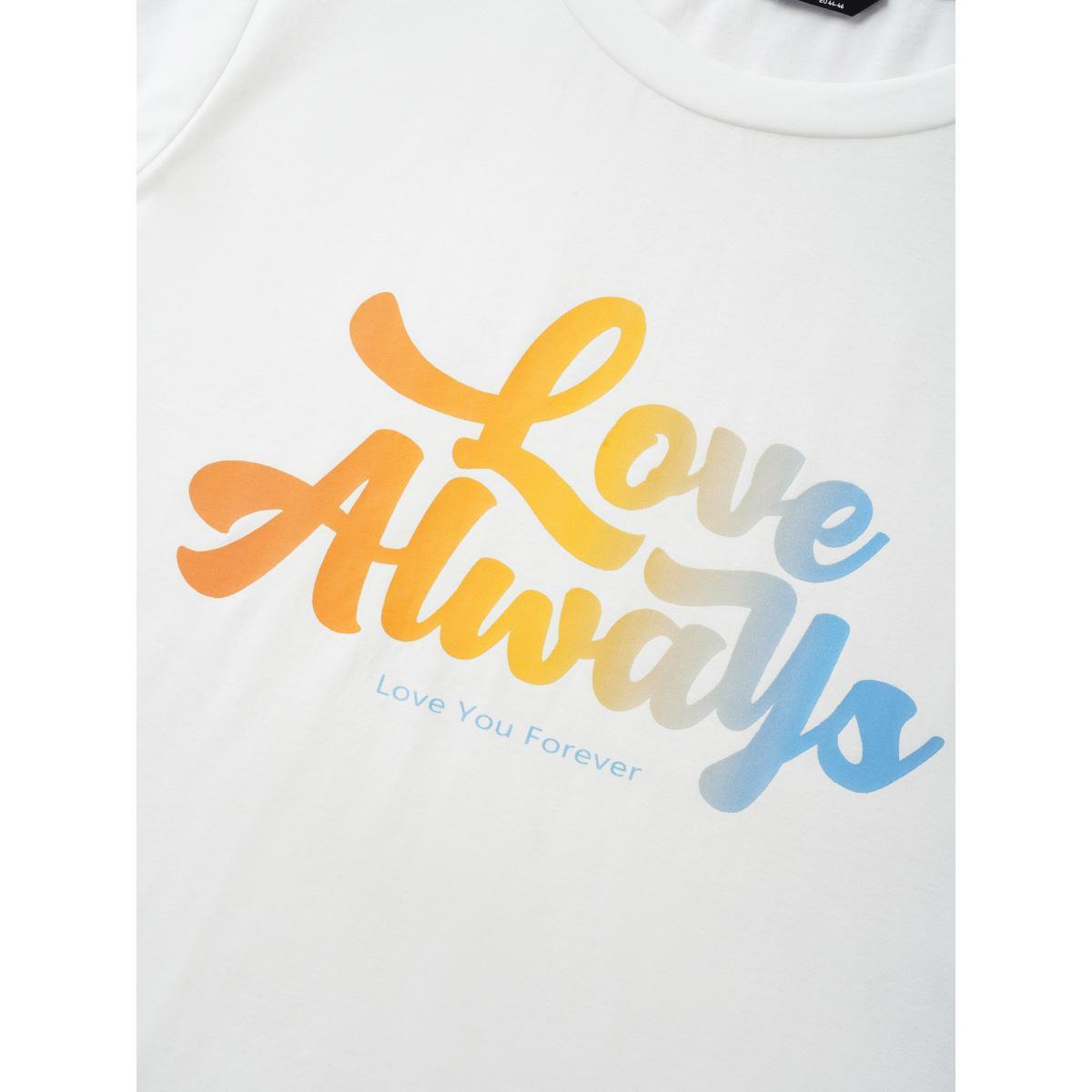 Plus Size Ombre Letter Print Crew Neck T-shirt White Women Casual Contrast Positive slogan Round Neck Everyday T-shirts BloomChic 14-16/1X Product Image
