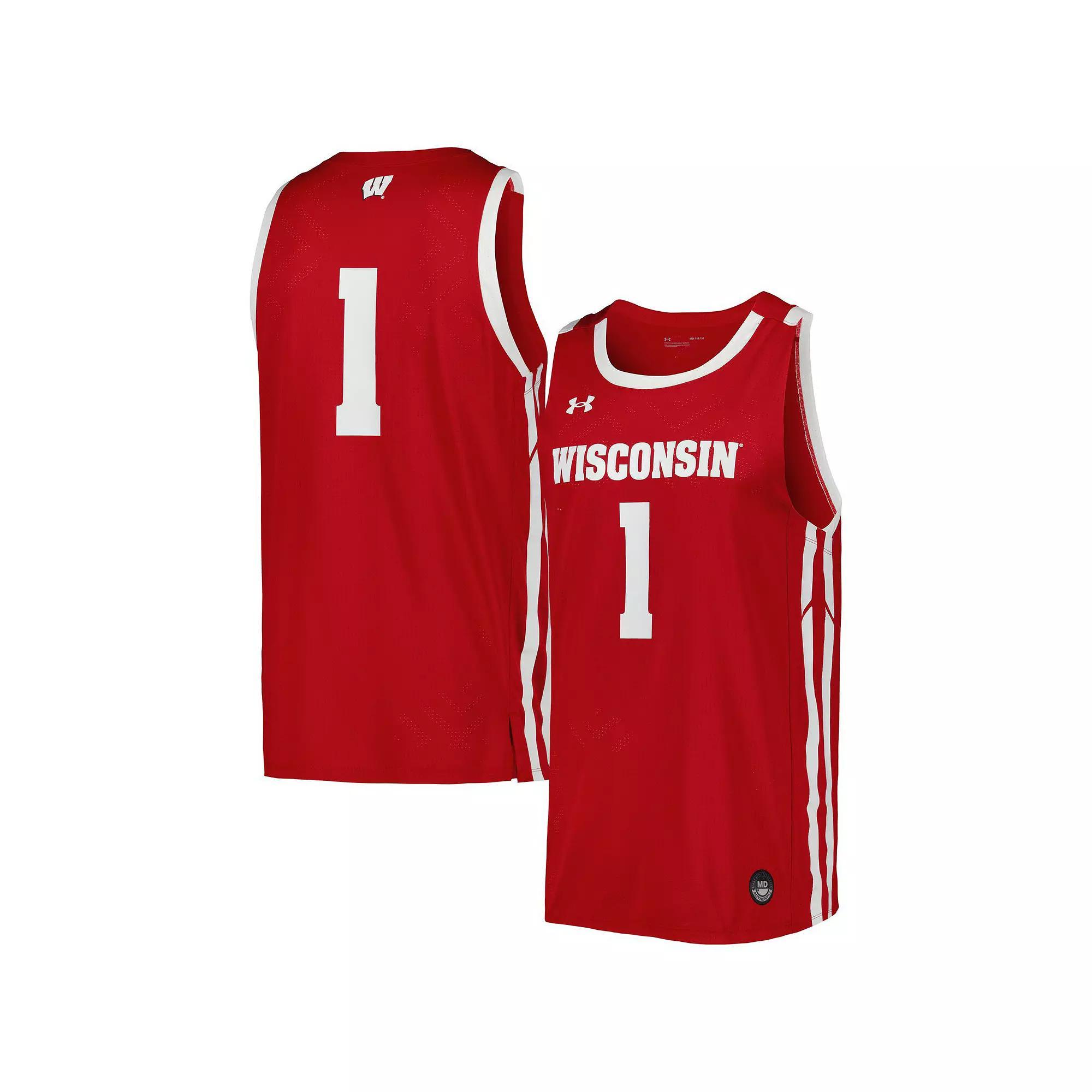 Men's Under Armour Red Wisconsin Badgers Replica Basketball Jersey, Size: XL Product Image
