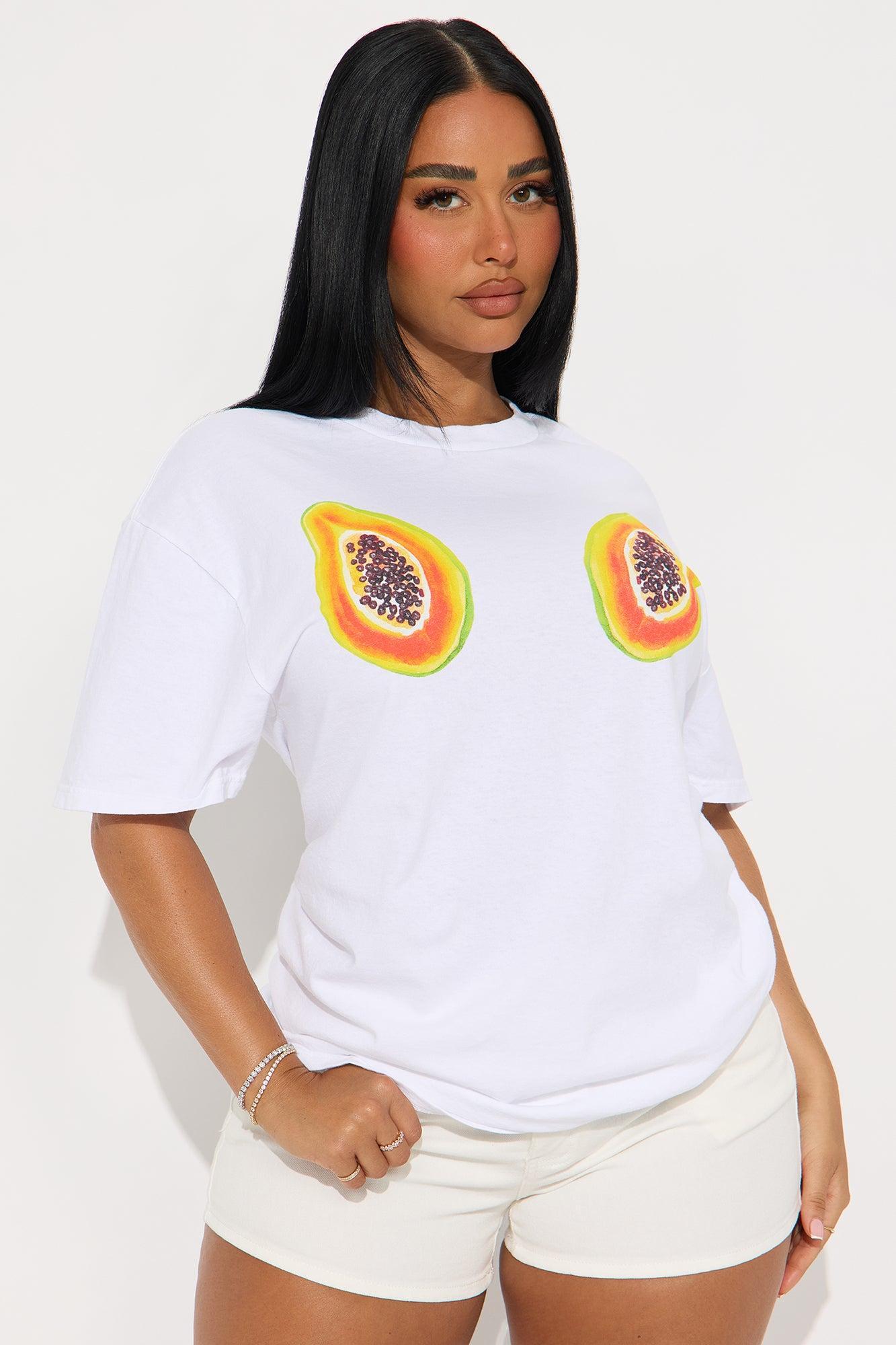 Papaya Summer Washed Oversized Tee - White Product Image